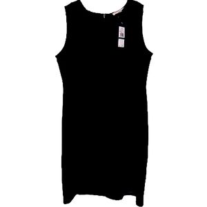 Michael Kors Large Black Polyester Sleeveless Slim Zipper-back Column Dress